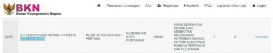 PENERIMAAN CPNS DI LINGKUNGAN DINAS PANGAN PERTANIAN DAN PERIKANAN KOTA PONTIANAK